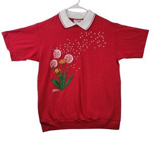 Vintage Deadstock Morning Sun Collared Shrt Sleeve Dandelion Ladybug Graphic Top